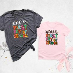 happy first day of school shirt, back to school season shirt, retro teachers shirt, welcome school shirt, preschool shir