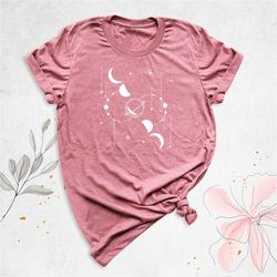 celestial moon shirt, spiritual shirt, moon phase shirt, astrology shirt, graphic moon shirt, moon cycle shirt, crescent