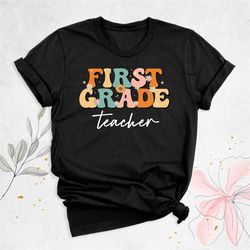 retro first grade teacher shirt, rainbow back to school outfit, team teacher 1st grade shirts, first day of school eleme
