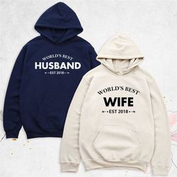 matching best wife and husband sweatshirt, marriage sweatshirt, wedding anniversary gift, personalized husband hoodie, w
