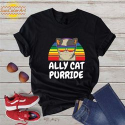 lgbtq ally cat shirt, purride cat shirt, lgbt flag shirt, gay pride shirt, lgbtq shirt, rainbow pride t-shirt, rainbow c