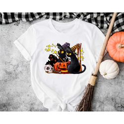 halloween shirt, halloween black cat tshirt, retro halloween cat shirt, cat mom halloween shirt, vintage black cat salem