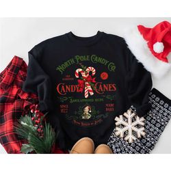 christmas sweatshirt, candy cane shirt, retro old fashioned candy cane sweater, vintage christmas shirt retro, north pol