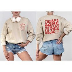 santa there's some ho's in this house tee, christmas santa head sweatshirt, santa claus shirt, merry xmas tee, ho ho ho