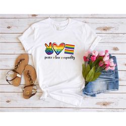 gay pride shirt, lgbt shirt, bisexual shirt, peace love equality shirt, rainbow flag shirt, pride month shirt, gay right