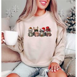 raccoon christmas light shirt, christmas raccoon sweatshirt, happy holidays gift, animal lover shirt, funny animal shirt