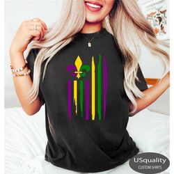 mardi gras flag sweatshirt, fleur de lis sweater, mardi gras shirt, new orleans shirt, nola crew neck, fat tuesday shirt