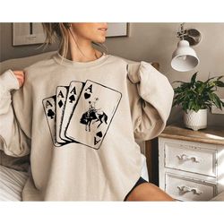 ace card cowboy sweatshirt , playing card sweatshirt, western sweatshirt, country sweatshirt,poker card games sweatshirt