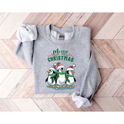 cute christmas sweatshirt, merry christmas penguin sweatshirt, cute penguins hoodie, funny christmas sweatshirt, christm