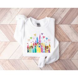 disney water color princess sweatshirt, disneyworld princess hoodie, water color disney castle sweats, disneyland sweats