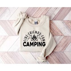 fire friends fun camping sweatshirt, nature lover gifts, camper dad sweatshirt, camper mom sweatshirt, travel sweatshirt