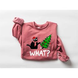 what black cat hoodie, christmas cat sweater, funny black cat sweatshirt, funny meowy christmas sweatshirt, cat lover ch