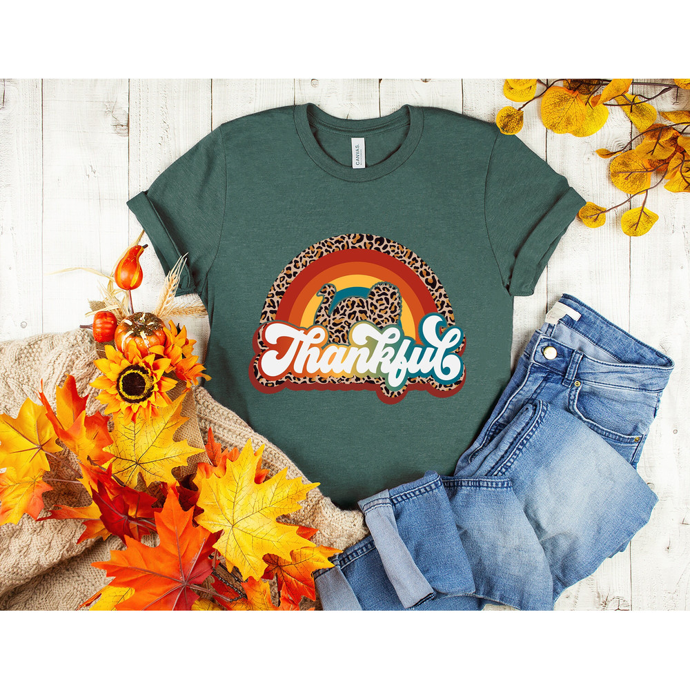 Leopard Turkey Shirt, Cheetah Turkey Shirt,Thanksgiving Shirt,Thankful Shirt,Fall Shirt,Rainbow Thankful Turkey Shirt,Family Matching Shirt.jpg