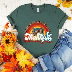 leopard turkey shirt, cheetah turkey shirt,thanksgiving shirt,thankful shirt,fall shirt,rainbow thankful turkey shirt,fa