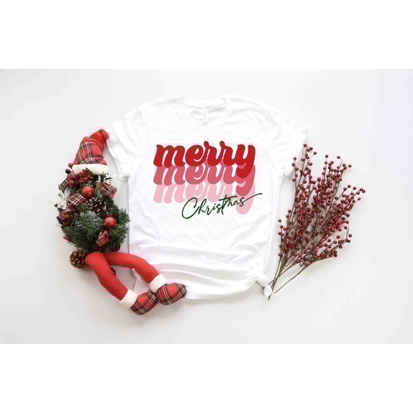 Merry Christmas Retro Shirt, Merry Christmas Typography Shirt, Joyful Believe Blessing Friends Snow Noel Shirt, Christmas Winter Xmas Shirt.jpg
