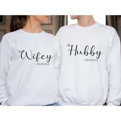 wedding sweatshirt, honeymoon hoodie, matching jumper, wifey hubby top, wife husband gift, wife birthday gift, newlywed