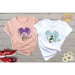 disney princess rapunzel and prince flynn ryder shirt, honeymoon shirt, disney princess shirt, disney prince shirt, disn