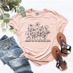consider how the wildflower grow t-shirt, flowers women shirt, bible verse shirt, cute christian shirt, floral christian