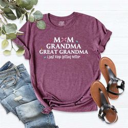 mom grandma great grandma shirt, pregnancy announcement tee, mother's day gift tee, gift for grandma, grandma birthday s