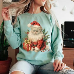meowy catmas sweater unisex comfort colors meowy christmas sweatshirt vintage cat christmas shirt cat mom merry catmas c
