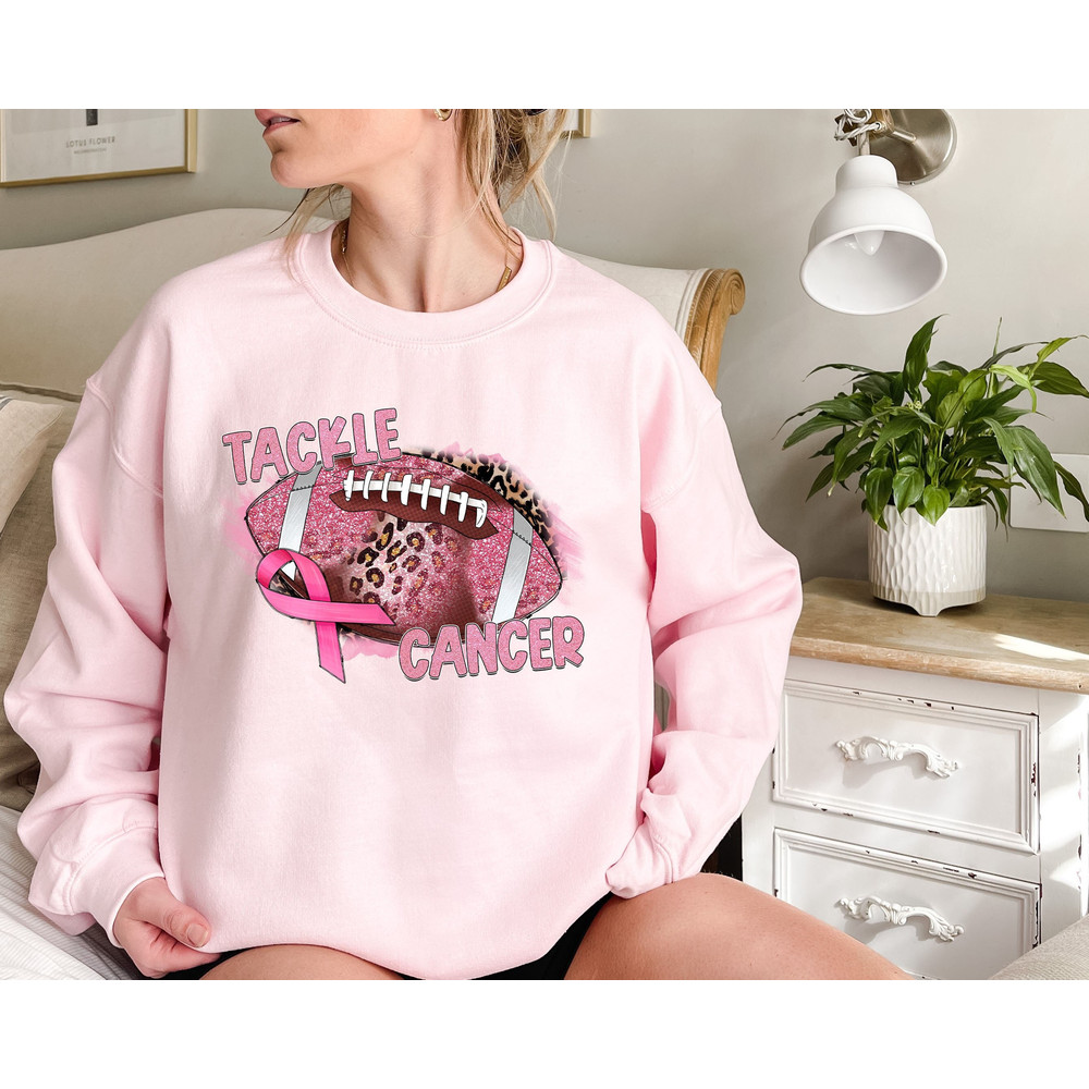 Tackle Breast Cancer Sweatshirt, Breast Cancer Football, Cancer Awareness, Cancer Patient Gift, Pink Ribbon Tshirt, Cancer Care Women Gift.jpg