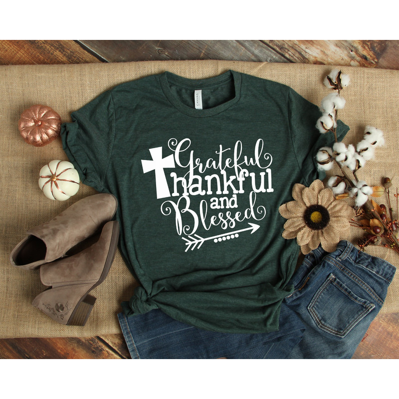 Thankful Grateful Blessed Shirt, Pumpkin Tee,Buffalo Plaid Thanksgiving Shirt,Thanksgiving Family Shirt,Thanksgiving Matching.jpg