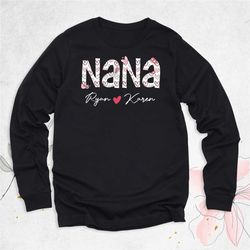 personalized nana sweatshirt, grandma sweatshirt hoodie, nana with kids name sweatshirts, nana christmas gifts, retro na