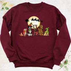 christmas dogs sweatshirt, reindeer sleigh hoodie, funny santa dog long sleeve shirt, christmas pug sweater, dog lover c
