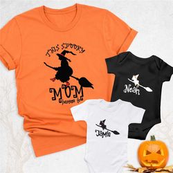 mommy and me Halloween shirt, witchy mom baby matching outfit, Personalized Halloween mama mini tee, Halloween baby body