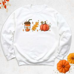 fall leaf coffee pumpkin sweatshirt, autumn sweatshirt, latte pumpkin hoodie, fall pumpkin sweatshirts, autumn season sw