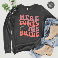 bridal party long sleeve t-shirt, wedding party hoodies, bachelorette party sweaters, matching bridesmaids sweatshirt, h