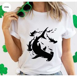 funny shark graphic tees, oceans shirts, trendy sea animals clothing, cool shark vneck tshirts, birthday gifts for her,