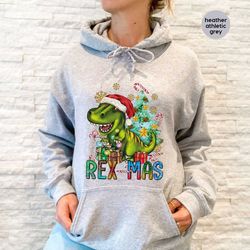 christmas gifts, holiday long sleeve shirts, dinosaur crewneck sweatshirt, christmas party gift, dino hoodies and sweate