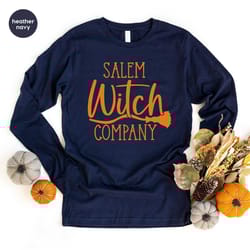 halloween gifts, witch graphic tees, salem hoodies and sweaters, spooky season long sleeve shirts, cool witchy sweatshir