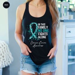ovarian cancer patient tshirt, ovarian cancer survivor gift, teal cancer ribbon vneck shirt, warrior cancer shirt, ovari