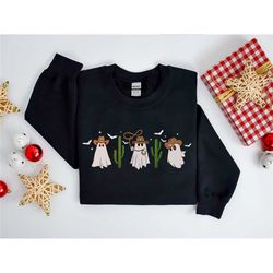 halloween cowboy ghost sweatshirt, western shirt, outlaw ghost shirt, retro cowboy ghost sweater, spooky season sweatshi