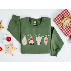 halloween ghost sweatshirt, halloween sweater, 2023 happy halloween, retro spooky season, funny sweatshirt, ghost hallow