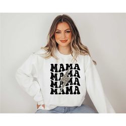 leopard lightning mama sweatshirt & hoodie, stacked wavy mama sweater, mama hoodie, mama thunderstruck sweat, mother's d