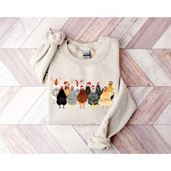 christmas chickens sweatshirt, christmas farm sweatshirt, chicken lover xmas gift, christmas chickens gift, farm animal