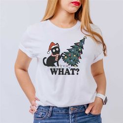 funny christmas cat shirt, what christmas cat shirt, christmas gifts for cat lovers, christmas cats shirt, black cat shi