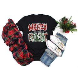 merry and bright christmas shirt, women's christmas shirt, merry and bright shirt, christmas shirt, holiday shirt for wo