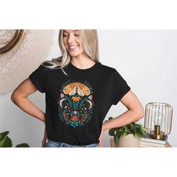 moth butterfly t-shirt, celestial shirt, moon graphic, moon phase astrology shirt, astronomy shirt, boho style butterfly