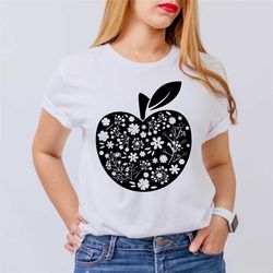 floral apple shirt, teacher apple t-shirt, kindergarten tee, preschool t-shirt, teacher life shirt, teacher gifts, teach