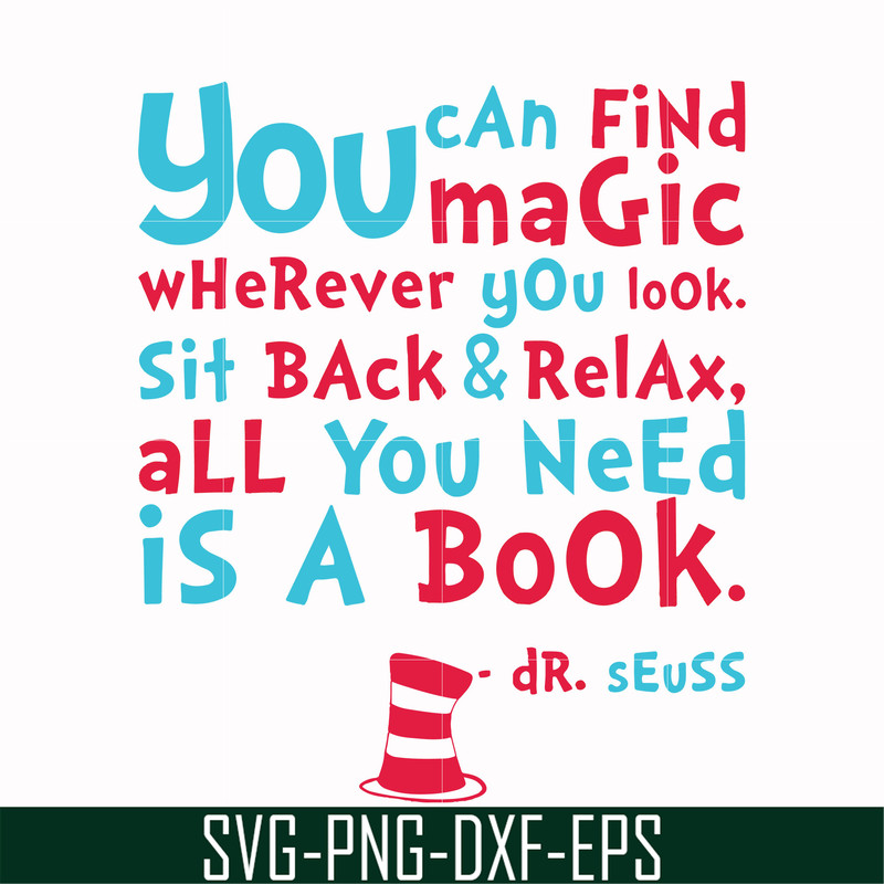 DR00019-You can find magic wherever you look sit back & relax all you need is a book svg, png, dxf, eps file DR00019.jpg