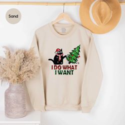 christmas cat mom hoodies, cat crewneck sweatshirt, cute cat owner long sleeve shirt, holiday clothing, xmas hoodies, ch
