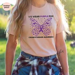 crohns awareness shirt, rare disease t shirt, crohns disease gift, ibd crohns disease t-shirt, purple ribbon shirt, chro