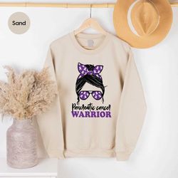 pancreatic cancer warrior sweatshirt, cancer survivor gift, purple ribbon long sleeve shirts, pancreatic cancer support