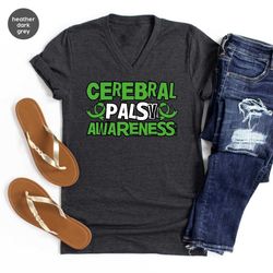 cerebral palsy awareness vneck t-shirts, sunflower clothing, cerebral palsy survivor gifts, support graphic tees, cerebr