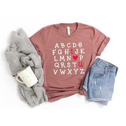 teacher valentine shirt. i love u shirt. love shirt. i love you shirt. alphabet i love you shirt. i heart u shirt. valen
