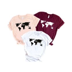 world map shirt, travel shirt, traveler gift, travel lover, geography shirt, geography teacher, exchagne student, wander